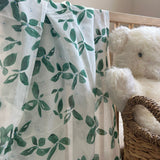 100% Organic Cotton Muslin - Emerald Leaves
