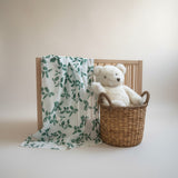 100% Organic Cotton Muslin - Emerald Leaves