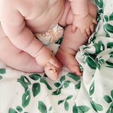 100% Organic Cotton Muslin - Emerald Leaves